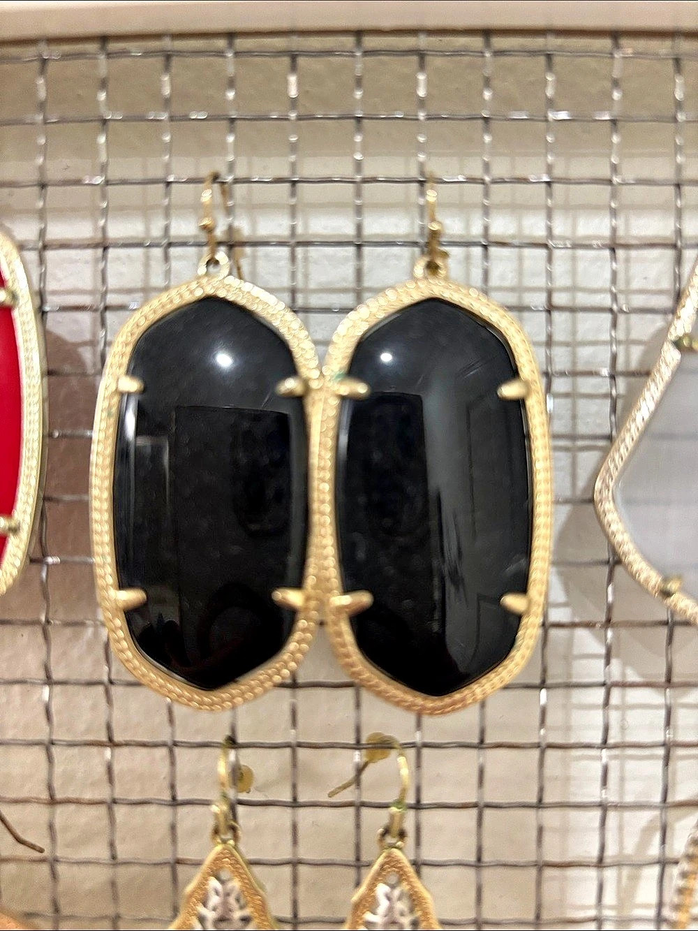 Kendra Scott Danielle Gold Drop Earrings in Black Opaque Glass Black Opaque
